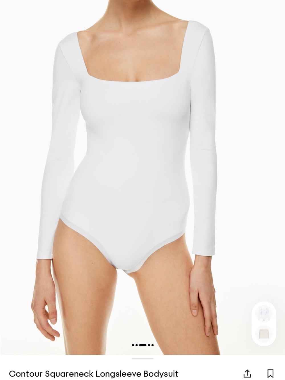 Aritzia Contour Squareneck Longsleeve Bodysuit - White